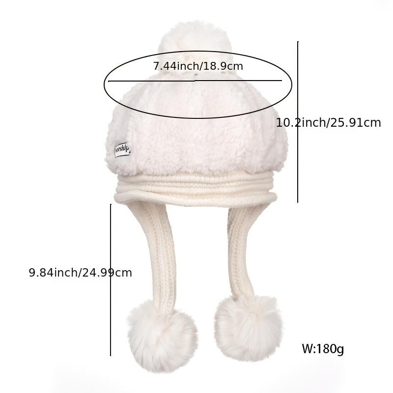 Winter Plush Hat with Fur Ball Knitted Warm Hat