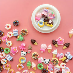 50Pcs Resin Mini Food Nail Charms Random Colors Crafting Accessories