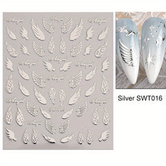Bronzing Nail Stickers Angel Wings Star Moon Necklace Nail Decals