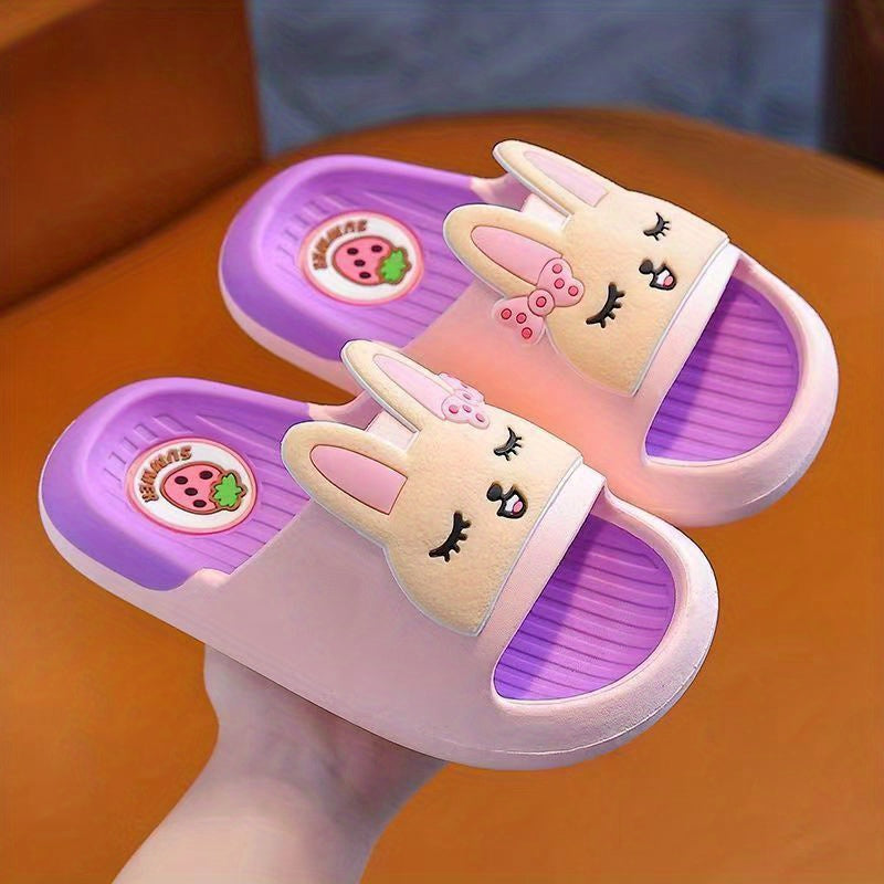 JIAGEYA Cartoon Slippers Girls Lightweight Open-Toe Non-Slip Indoor Shower Pool