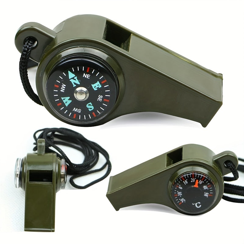 3-in-1 Emergency Whistle Compass Thermometer Referee Cheerleading Whistle
