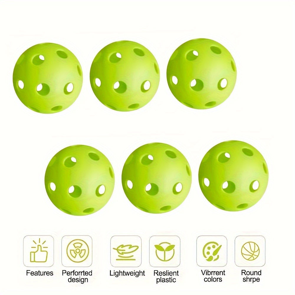 6pcs Lightweight Pickleball Balls for Family Indoor Outdoor Training