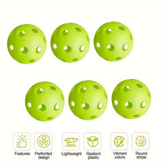 6pcs Lightweight Pickleball Balls for Family Indoor Outdoor Training