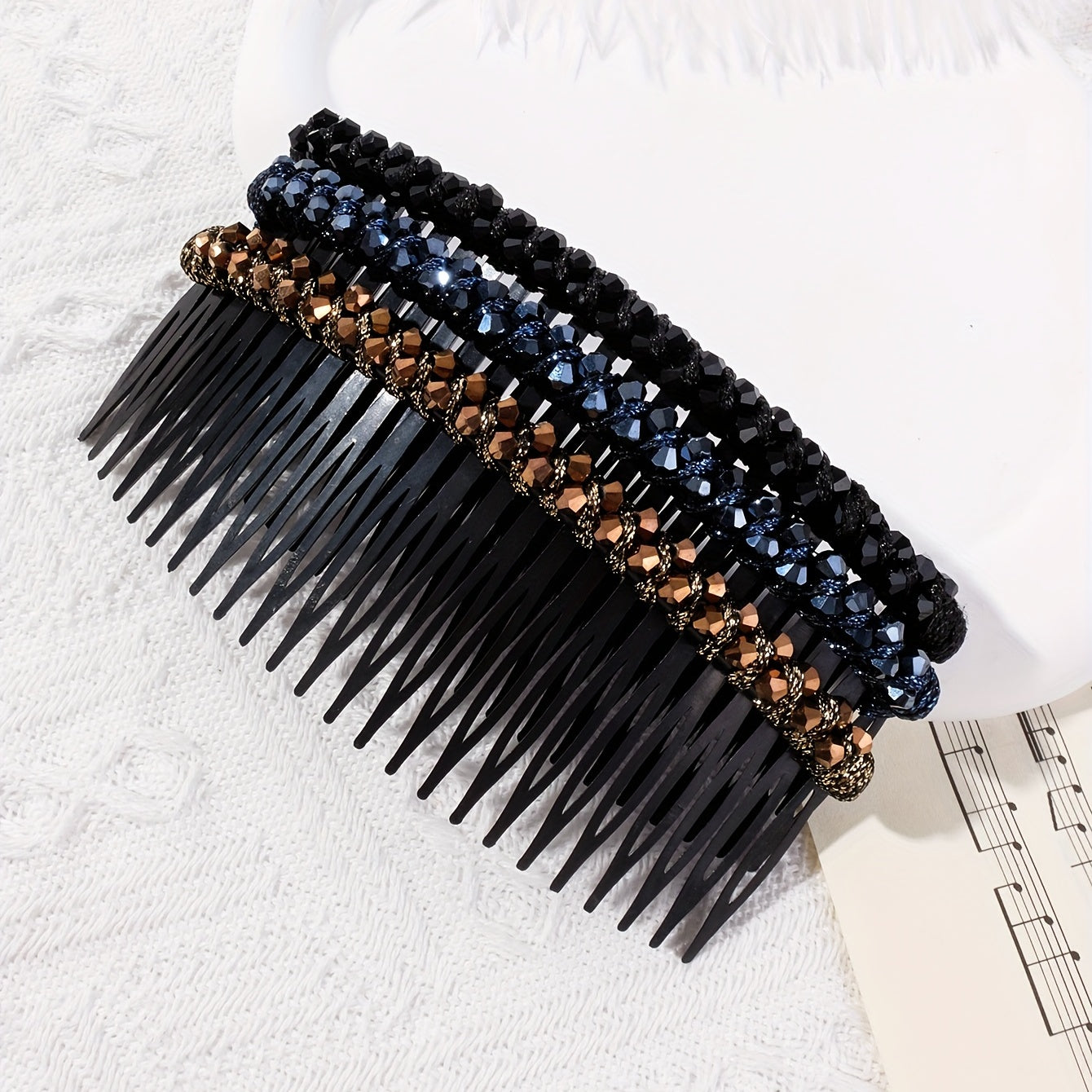 3pcs Crystal Rhinestone Hair Side Comb Set Braided Updo Hair Accessories