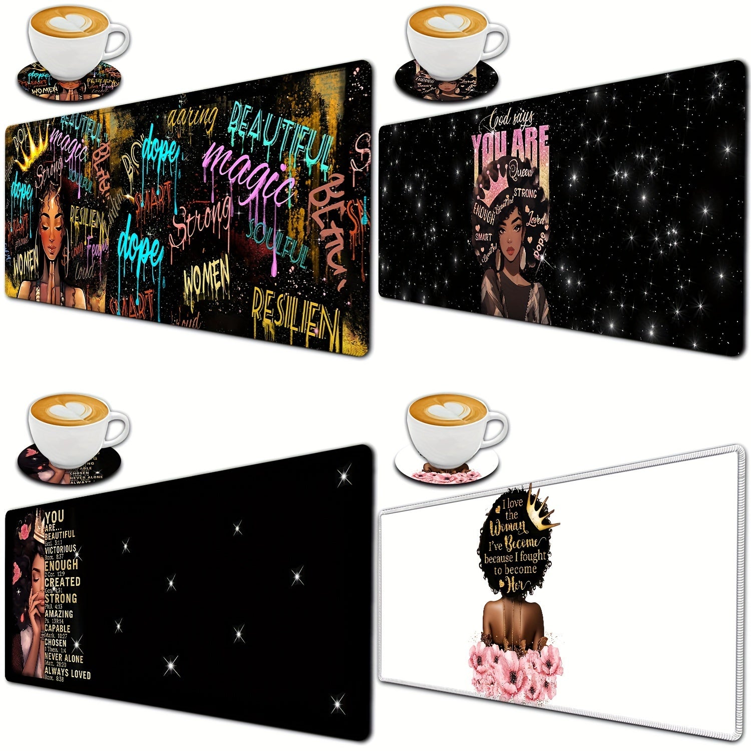 XL Mouse Pad 31.5x11.8" Non-Slip Rubber Keyboard Pad Coasters Set 3mm Thick