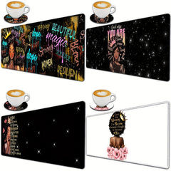 XL Mouse Pad 31.5x11.8" Non-Slip Rubber Keyboard Pad Coasters Set 3mm Thick