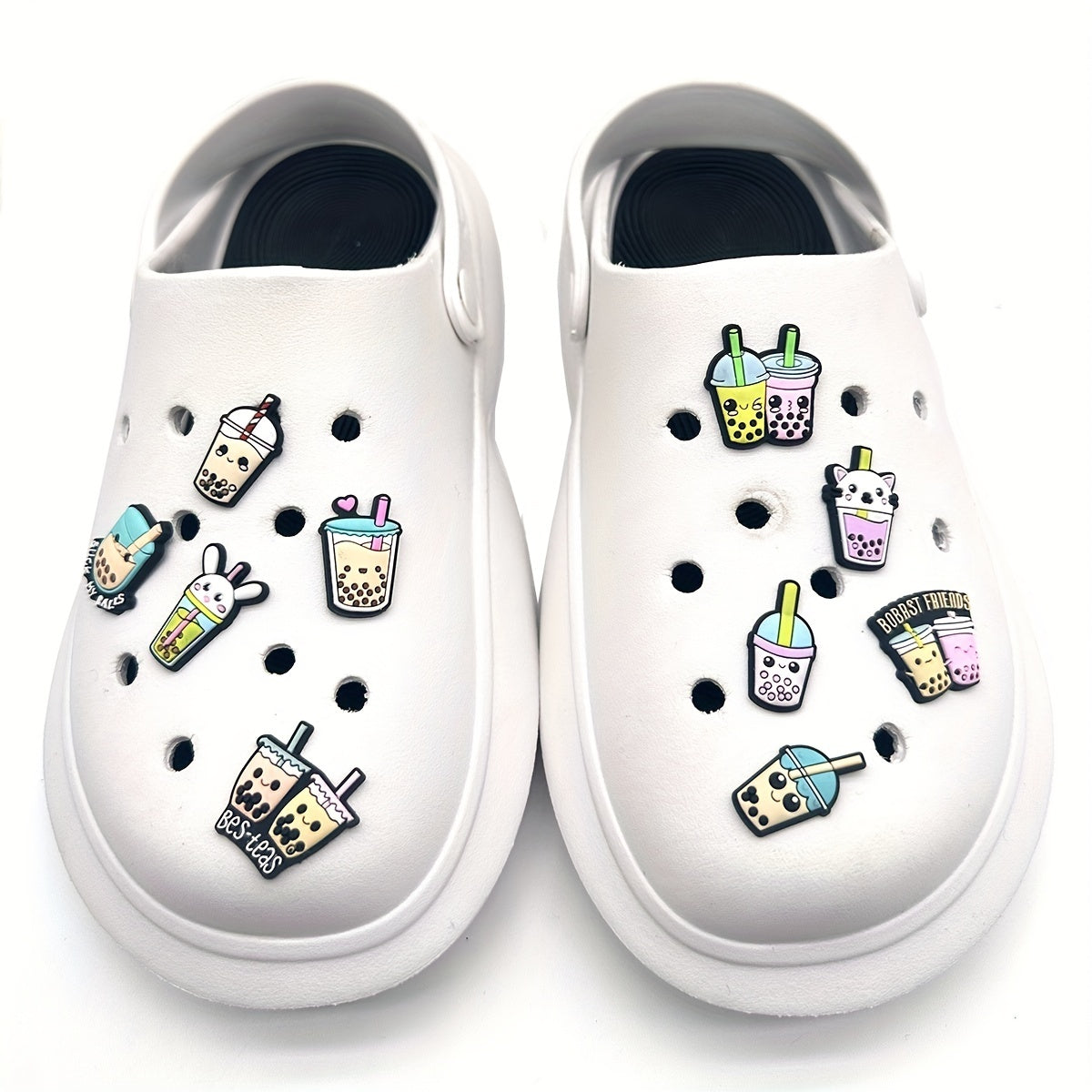 16pcs Bubble Tea Pattern Shoe Charms for Clog Kids Women Girl Sandals
