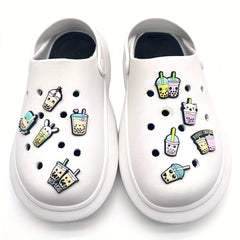 16pcs Bubble Tea Pattern Shoe Charms for Clog Kids Women Girl Sandals
