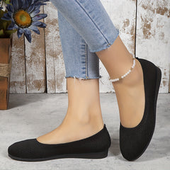 Women's Knit Flat Shoes Slip On Low Top Casual Walking Driving Flats