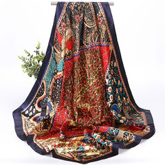Print Silk Satin Scarf Female Shawls Head Scarf For Ladies