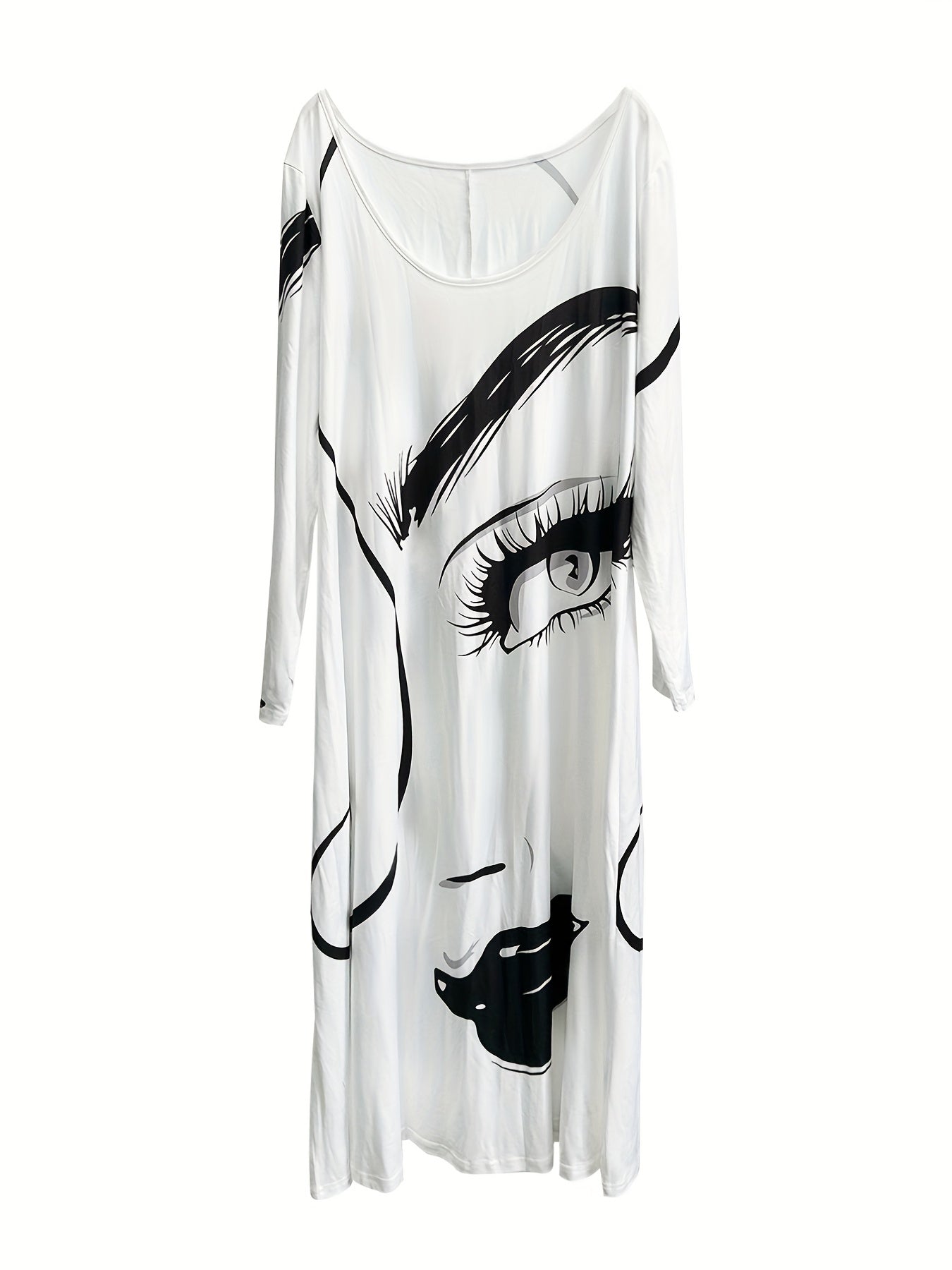  Women's Figure Print Long Sleeve Maxi Dress