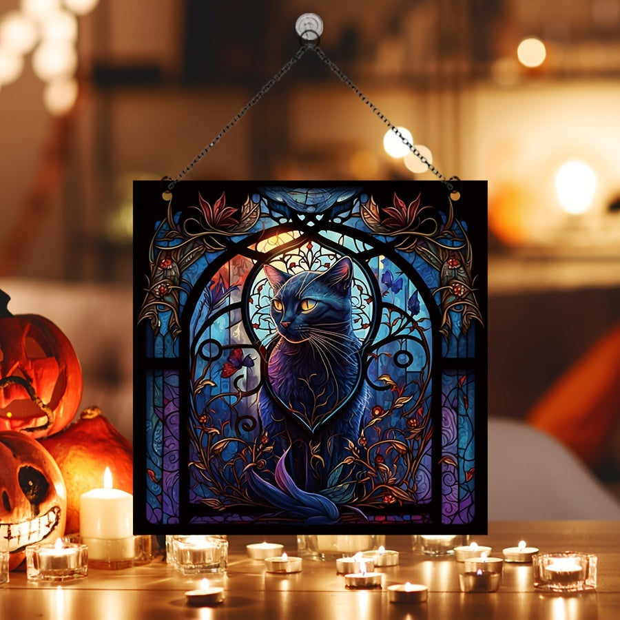 Halloween Cat Acrylic Window Hanging Decoration
