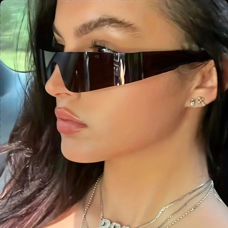 Y2K Rimless Sunglasses Cyberpunk Mirror Lens UV400