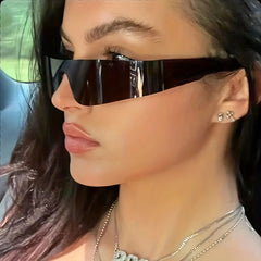 Y2K Rimless Sunglasses Cyberpunk Mirror Lens UV400