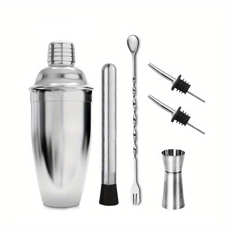 6pcs Stainless Steel Cocktail Shaker Bartender Shaker Party Bar Tool