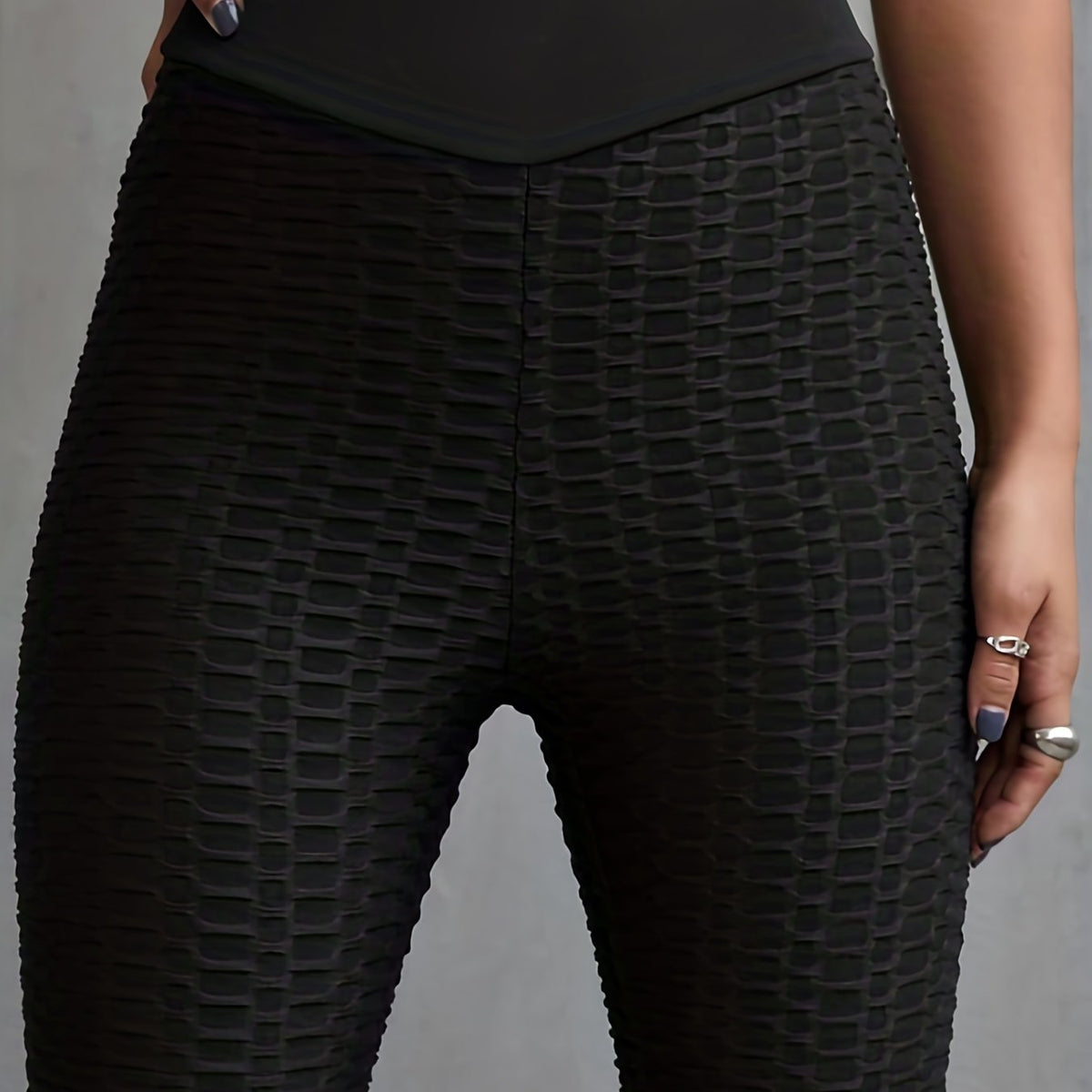 Solid High Waist Skinny Leggings Stretchy Cropped Leggings Women's Clothing