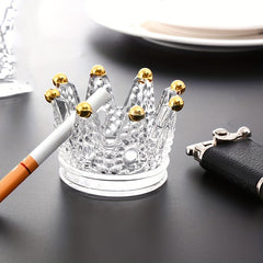 Crown Glass Ashtray Crystal Golden Beads Candlestick