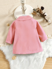 Girls Double Breasted Sweet Coat Doll Collar Long Sleeve Fall Winter Outwear