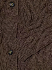  Solid Cable Button Long Cardigan