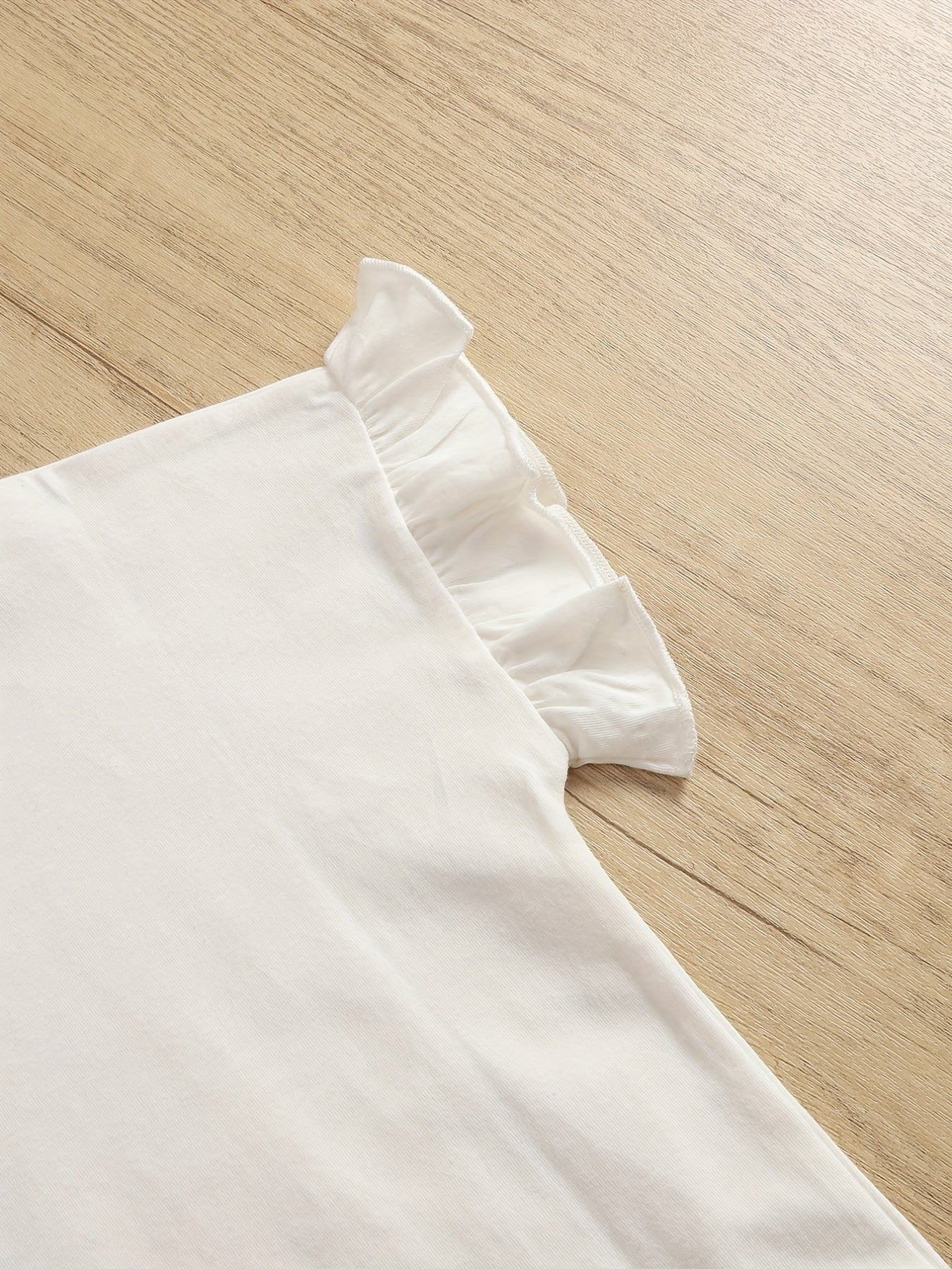 Baby Girls Letter Print Ruffle Trim T-shirt for Summer
