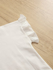 Baby Girls Letter Print Ruffle Trim T-shirt for Summer