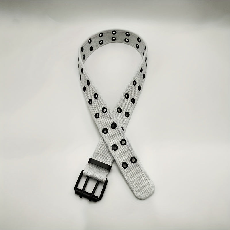 Men's Heavy Duty Web Belt Solid Color Hole Buckle Waist Strap
