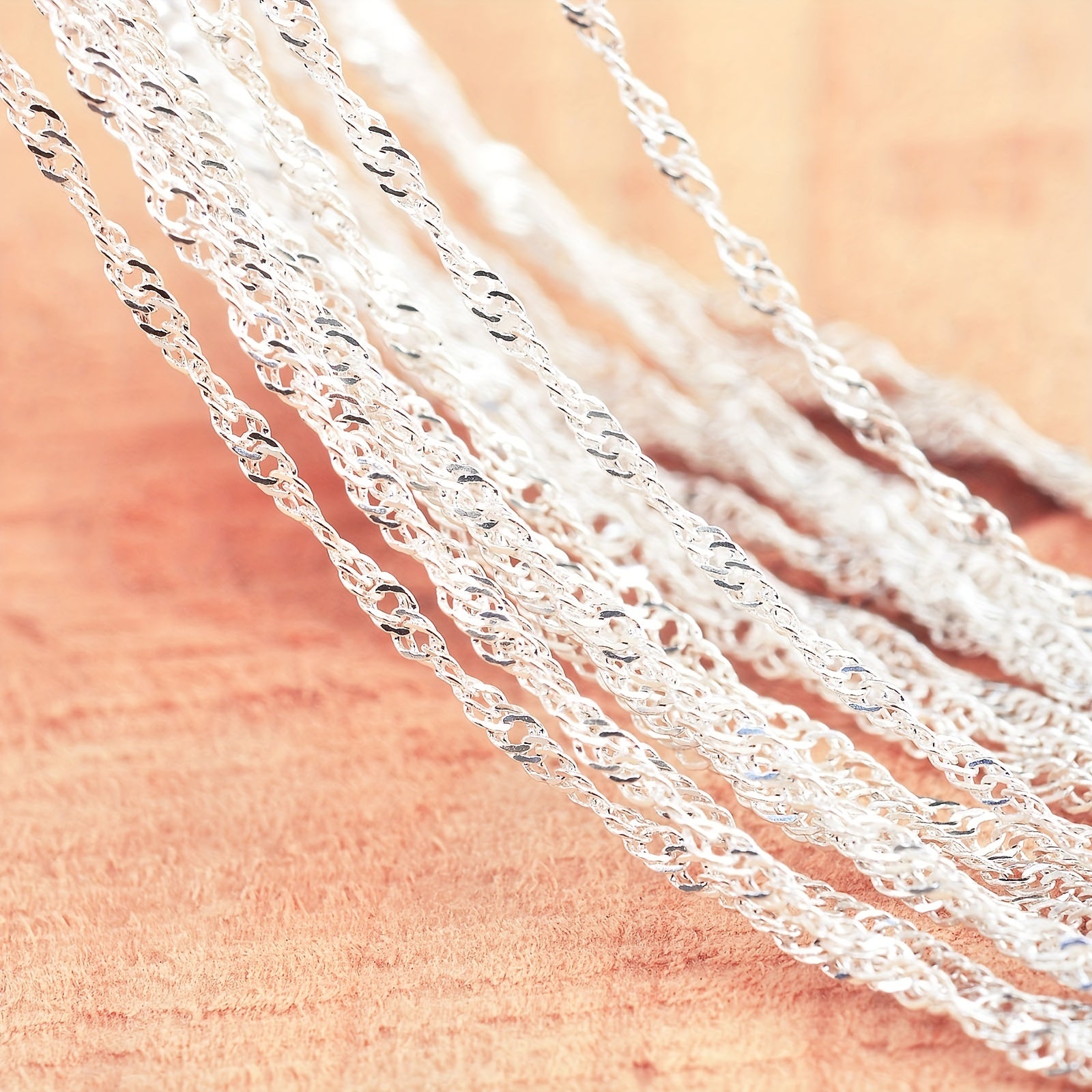 40cm Silver Plated Necklace Water Wave Chain