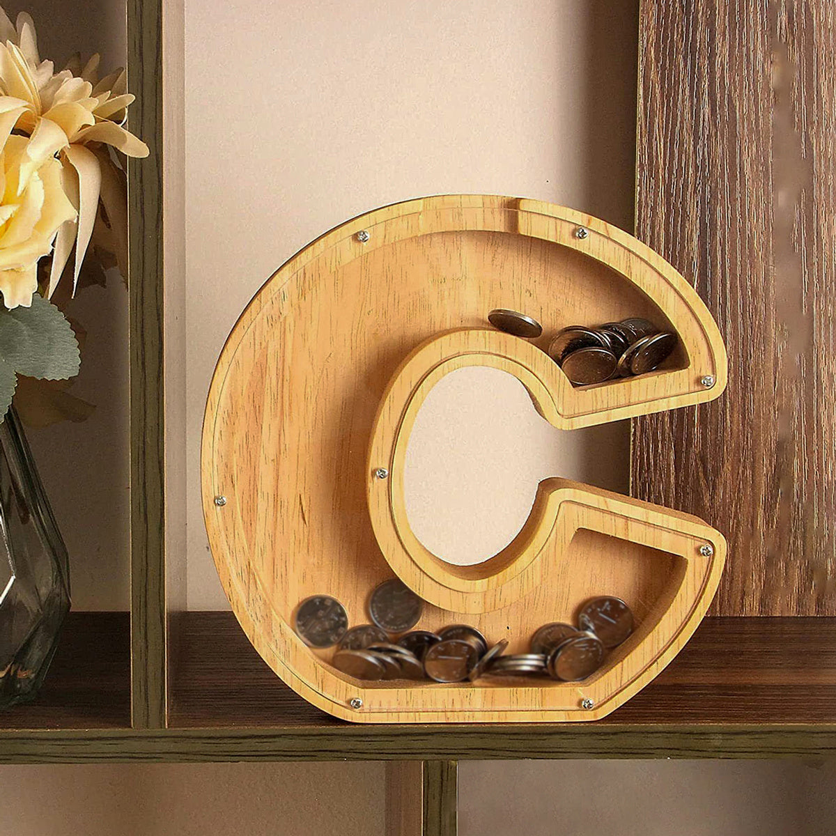Wooden Letter C Piggy Bank