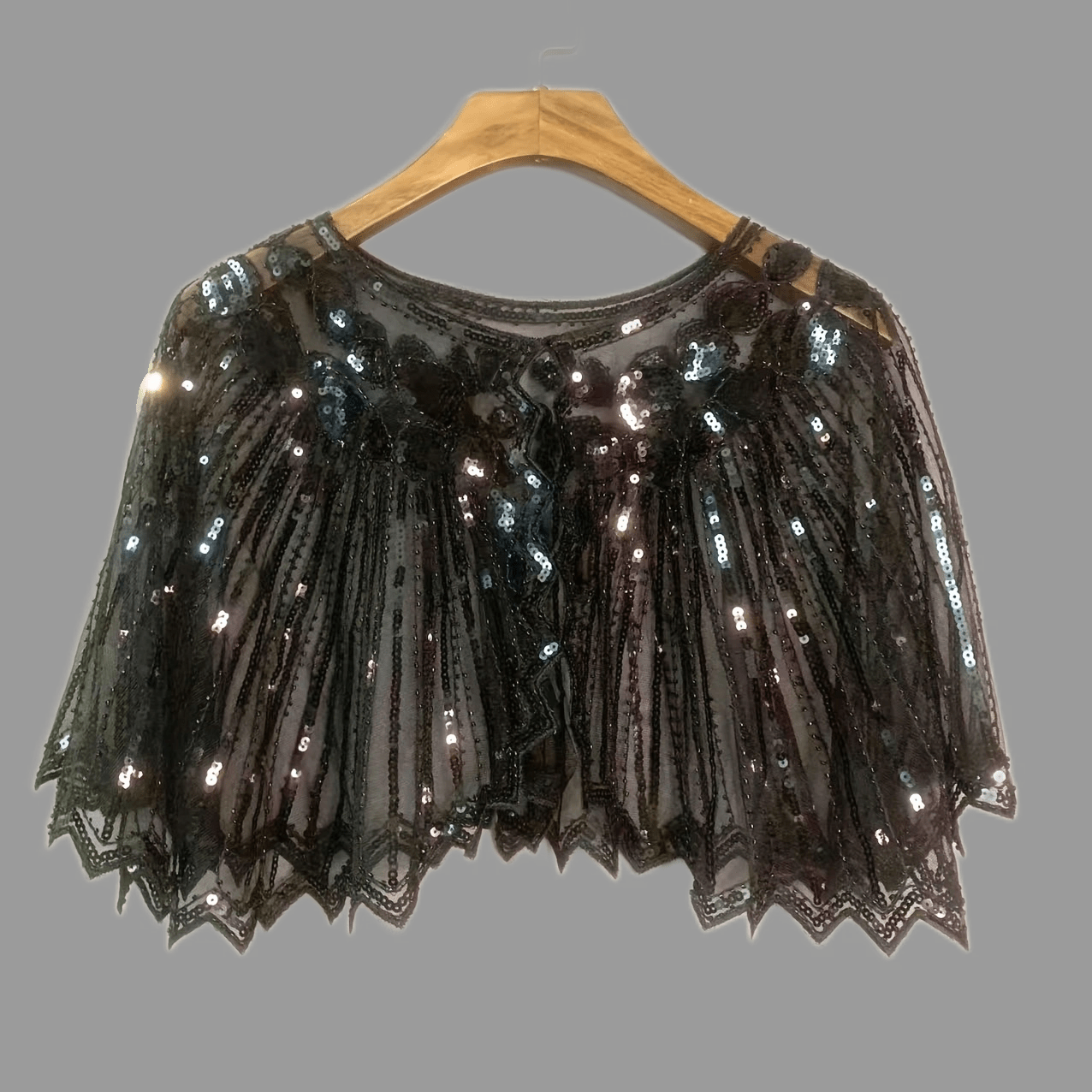 Sequin Beaded Embroidery Shawl Vintage Flapper Cape Mesh Dress Shawl