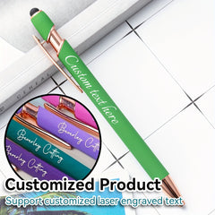 Green Laser Engraved Personalized Capacitor Pen Press Round Ball Pen