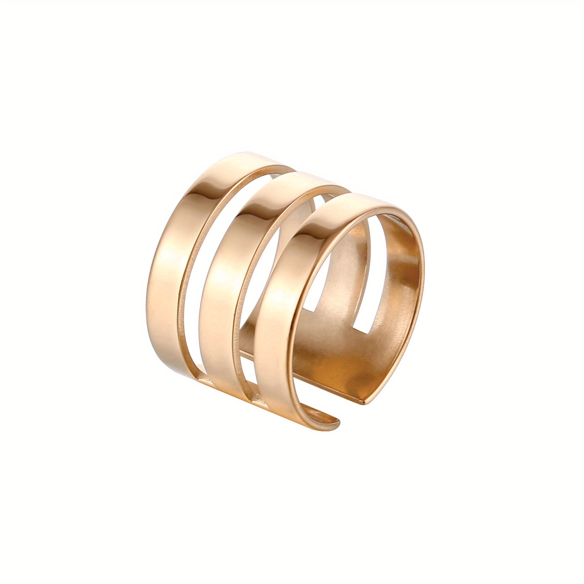316L Stainless Steel 18k Plated Hallow Ring Customized Jewelry