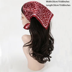 Small Square Satin Scarf Solid Graffiti Leopard Print Head Wrap Hair Accessories
