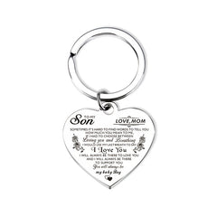 Stainless Steel Heart Pendant Keychain for Daughter and Son