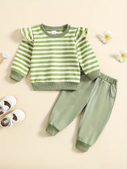 Toddler Girls Striped Sweatshirt & Pants Set for Autumn Winter