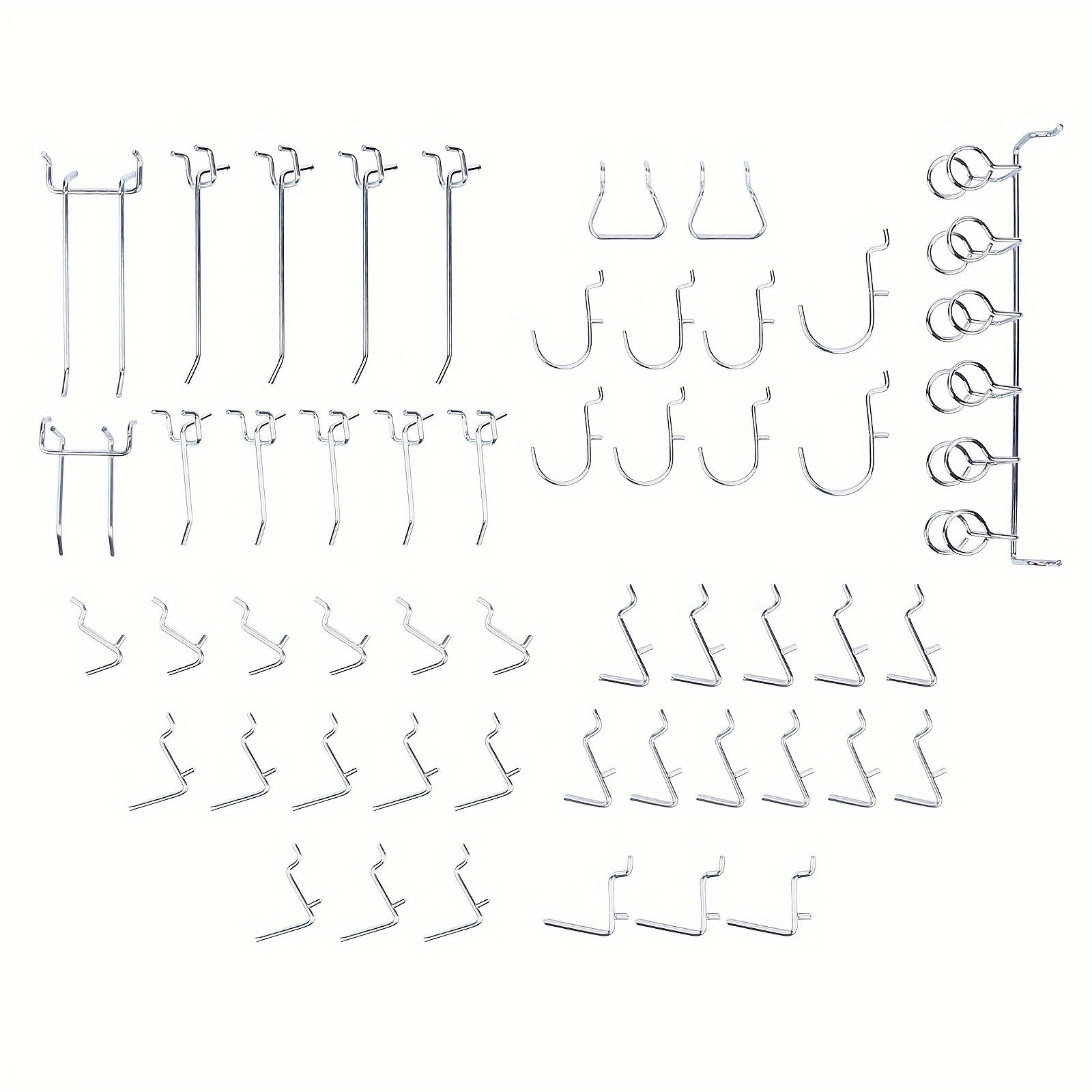 50pcs Pegboard Hooks Assortment with Pegboard Rack for Organizing Tools