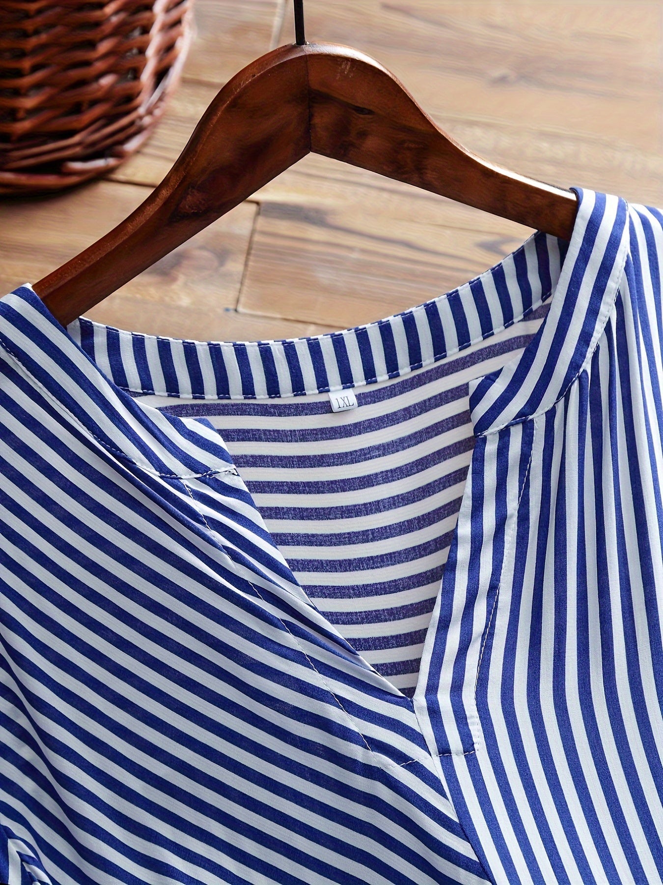  Stripe Print Short Sleeve Casual Dress
