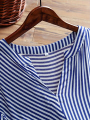  Stripe Print Short Sleeve Casual Dress