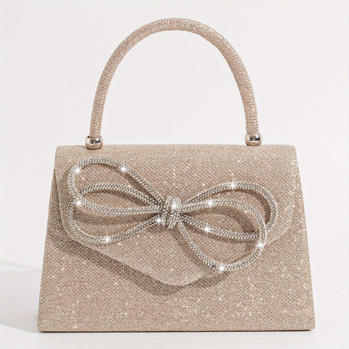 Glitter Bow Rhinestone Evening Bag Clutch Purse Chain Shoulder Wedding Party