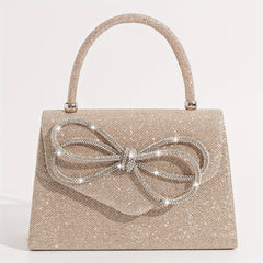 Glitter Bow Rhinestone Evening Bag Clutch Purse Chain Shoulder Wedding Party