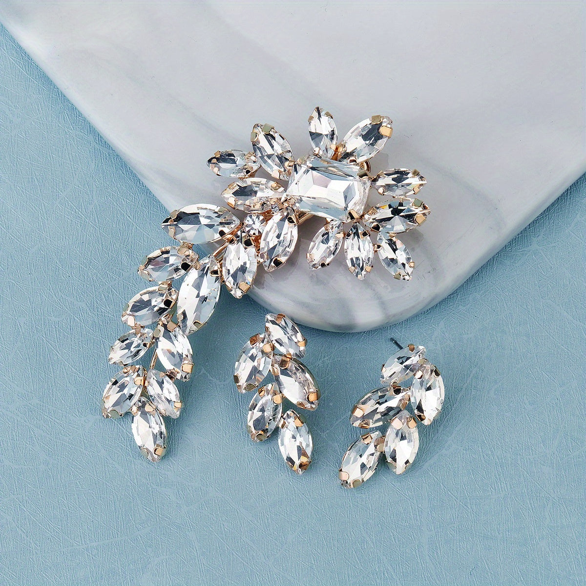 Rhinestone Flower Hair Clip Set for Girls Women