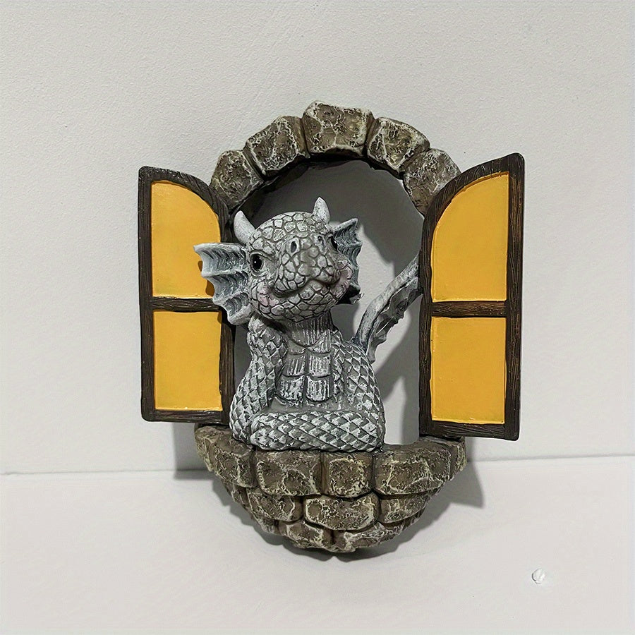 Resin Dragon Wall Decoration for Patio or Window, Meditation