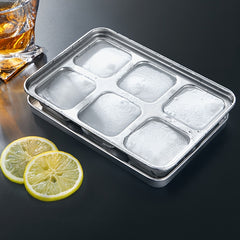 RYBACK Stainless Steel Ice Cube Mold Square Ice Tray with Lid