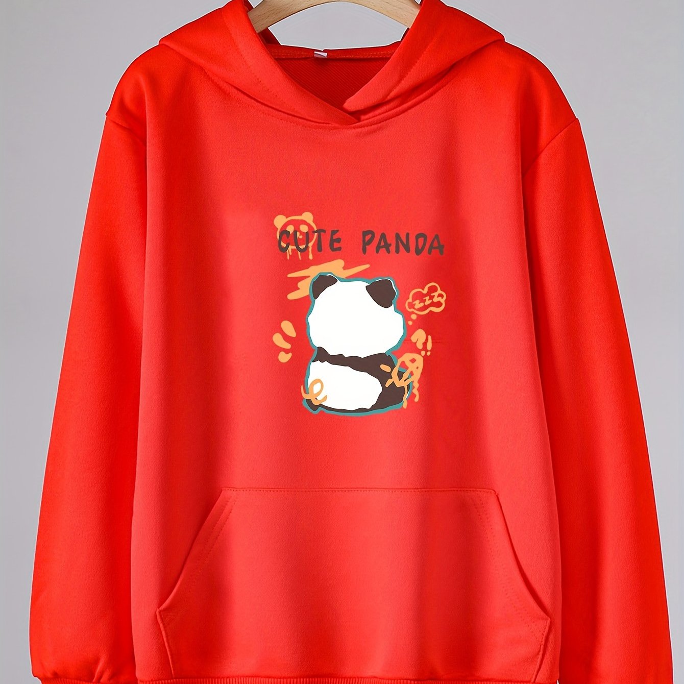 Girls Panda Pattern Hooded Sweatshirt Long Sleeve Pullover