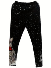 Cat Print Skinny Leggings High Waist Casual Leggings