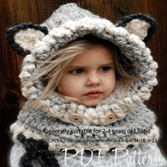 Hand-Woven Grey Fox Hat for Children 2-5 Years
