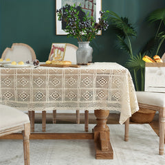 Bohemian Crocheted Cotton Tablecloth for Home Decor