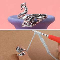 5pcs Adjustable Crochet Loop Yarn Ring Silvery Plated Copper Rings
