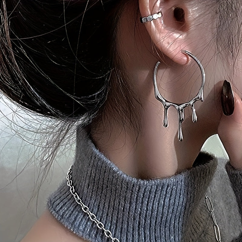 Punk Gothic Retro Style Hoop Earrings for Women Girls