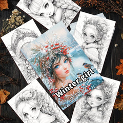 Winter Girl Coloring Book for Adults - Anxiety Relief