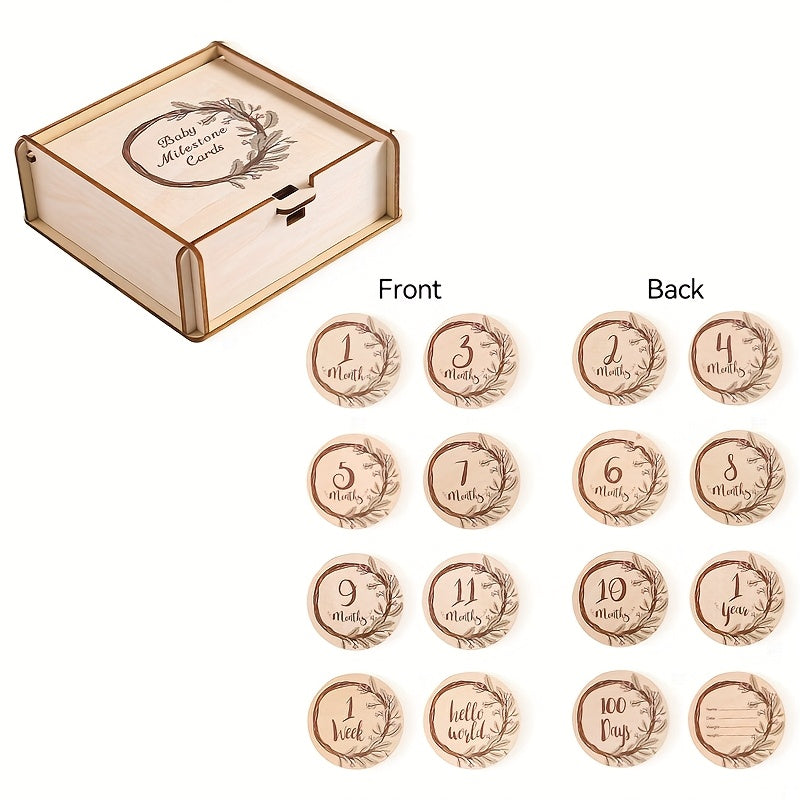 Wooden Flower Vine Milestone Birth Sign Growth Record Book
